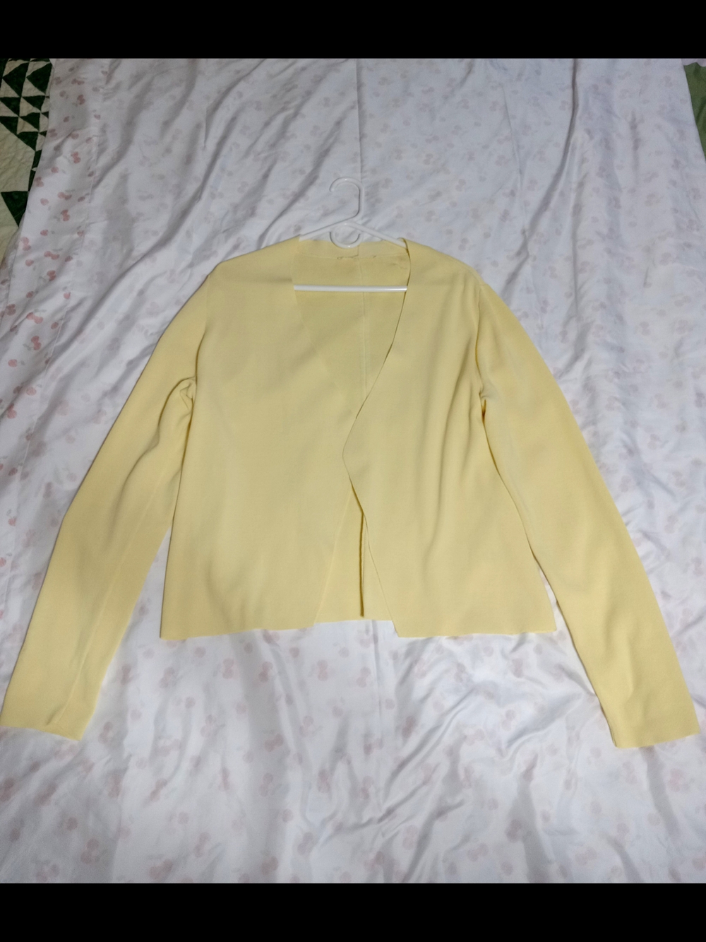 Cleo Pastel Yellow Open Front Knit Cardigan Shrug Sweater Size Large